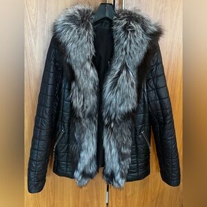 Women jacket ( transform in vest) with real fox fur